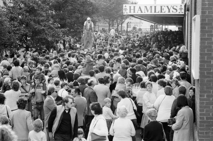 Framed Print : Grand opening of Hamleys Toy Shop, Bull Street, Birmingham, 12th October 1985 Framed Print : Grand opening of Hamleys Toy Shop, Bull Street, Birmingham, 12th October 1985