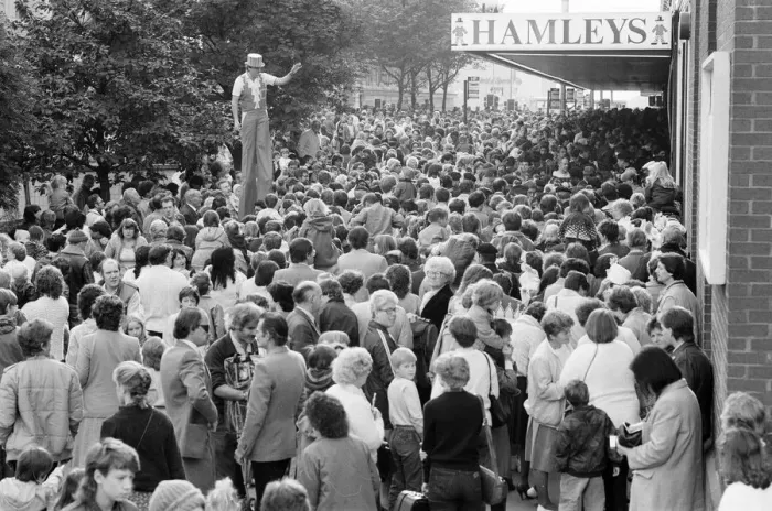 Framed Print : Grand opening of Hamleys Toy Shop, Bull Street, Birmingham, 12th October 1985 Framed Print : Grand opening of Hamleys Toy Shop, Bull Street, Birmingham, 12th October 1985
