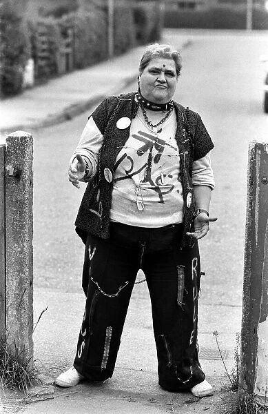 Granny Lil Bone dressed as a Punk Rocker for charity. 12th July 1980