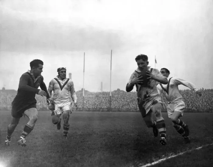 Framed Print : Great Britain v. Australia: E. Ward Bradford Northern and Great Britain on the attack as