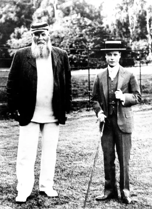 Framed Print : The great English cricketer W G Grace pictured with Prince Edward Framed Print : The great English cricketer W G Grace pictured with Prince Edward
