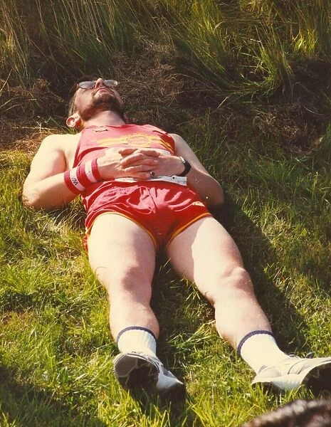 The Great North Run 15 September 1991 - exhausted runners after completing the race