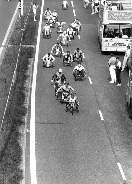 Framed Print : The Great North Run, 18 June, 1989 - The leaders in the wheelchair race Framed Print : The Great North Run, 18 June, 1989 - The leaders in the wheelchair race