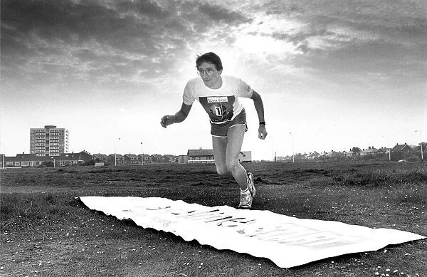The Great North Run, 18 June, 1989 - Mr. Ken Workman who will be leading the warm-up