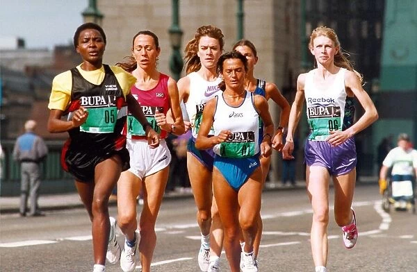 Great North Run, 18 September, 1994 - The leading womens group on the Tyne Bridge