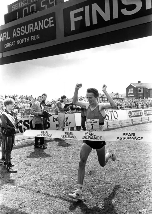 Framed Print : The Great North Run 24 July 1988 - Mens race winner John Treacy crosses the finish line Framed Print : The Great North Run 24 July 1988 - Mens race winner John Treacy crosses the finish line