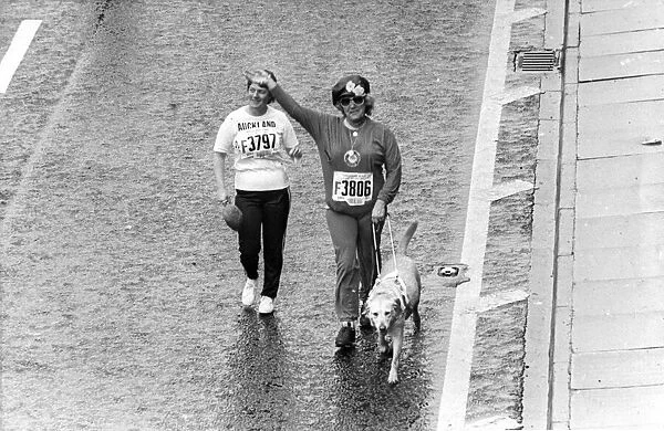 The Great North Run 27 June 1982 - Blind competitor Joyce Phipps with guide dog Una