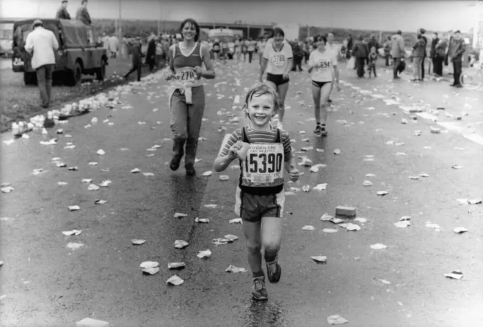Framed Print : The Great North Run 27 June 1982 - young runner Crispin Howe Framed Print : The Great North Run 27 June 1982 - young runner Crispin Howe