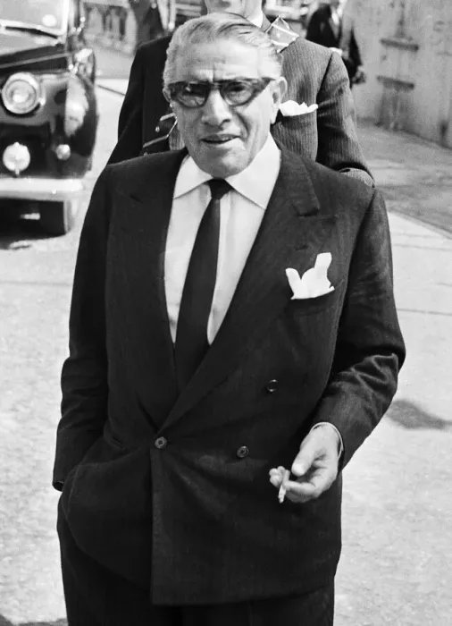 Framed Print : Greek shipping tycoon Aristotle Onassis attends the Law Courts in London to sue 77 year