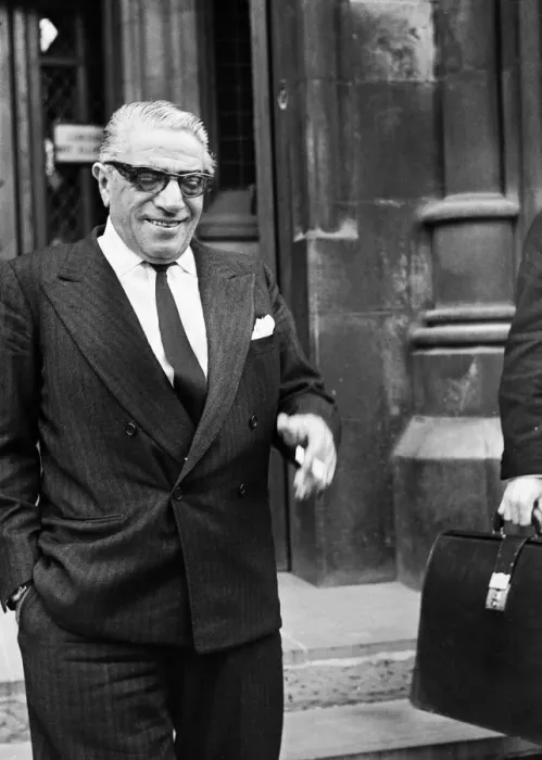 Framed Print : Greek shipping tycoon Aristotle Onassis attends the Law Courts in London to sue 77 year Framed Print : Greek shipping tycoon Aristotle Onassis attends the Law Courts in London to sue 77 year