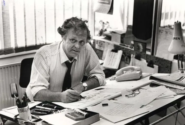 Framed Print : Gren Jones, cartoonist South Wales Echo Copyright Media Wales. 19th May 1987