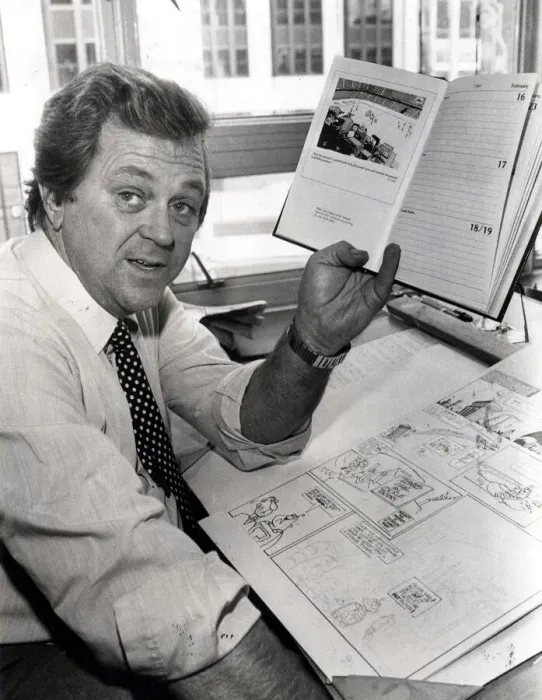Framed Print : Gren Jones, cartoonist South Wales Echo Copyright Media Wales. Gren and his diary