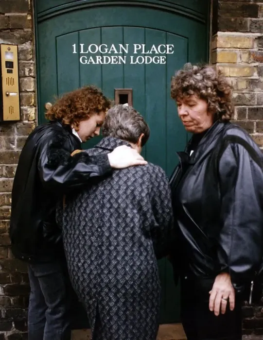 Framed Print : Grieving Fans stand outside 1 Logan Place mourning the death of Freddie Mercury singer Framed Print : Grieving Fans stand outside 1 Logan Place mourning the death of Freddie Mercury singer