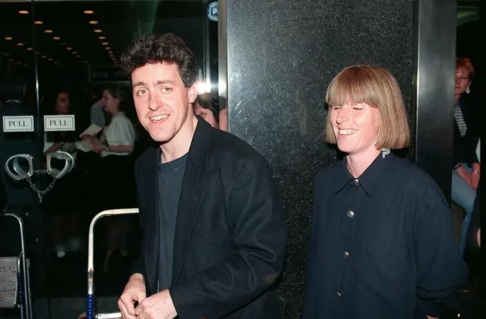 Framed Print : Griff Rhys Jones Actor Comedian 1990 with his wife at the film premiere Nuns On