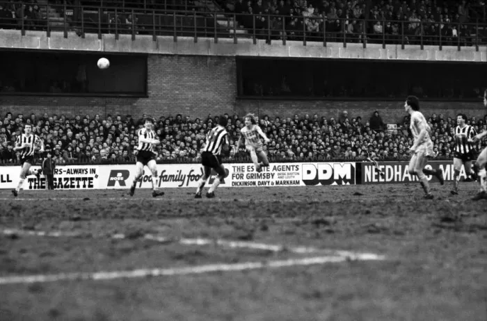 Framed Print : Grimsby v. Manchester City. February 1984 MF14-02-007 The final score was a one all draw Framed Print : Grimsby v. Manchester City. February 1984 MF14-02-007 The final score was a one all draw