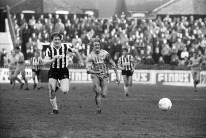 Framed Print : Grimsby v. Manchester City. February 1984 MF14-02 The final score was a one all draw Framed Print : Grimsby v. Manchester City. February 1984 MF14-02 The final score was a one all draw