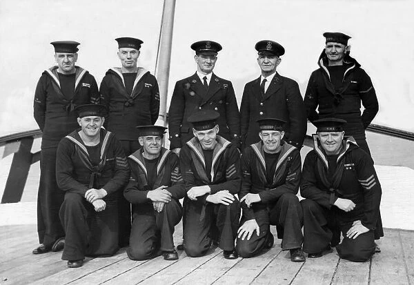 A group of 10 veteran seaman serving with the training ship HMS Implacable, which