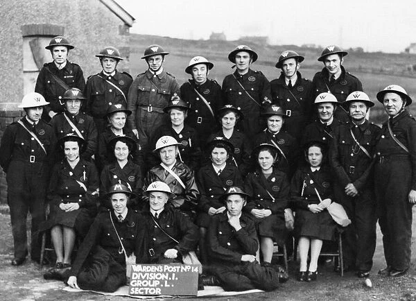 Group of A. R. P Wardens at Bonymaen, near Swansea, who Have been commend for their work