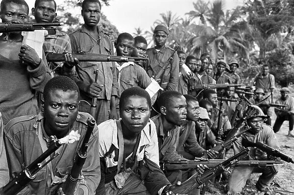 Group of armed Biafran soldiers seen here during the Biafran conflict, 11th June 1968