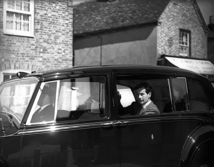 Framed Print : Group Captain Peter Townsend in the car with Queen Elizabeth II Framed Print : Group Captain Peter Townsend in the car with Queen Elizabeth II