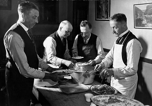 A group of men serving out food 1930s (precise date unknown)