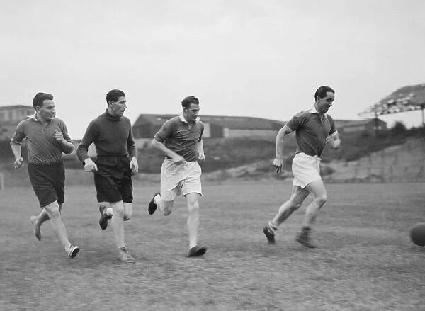 A group of Millwall footballers training the day before the 1945-46 season opens