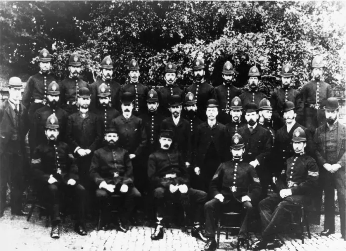 Framed Print : A group of police officers pose for the camera Framed Print : A group of police officers pose for the camera
