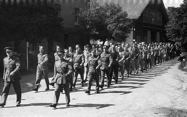 A group of recruits for the Reading Home Guard Ant-Aircraft Battery pictured on parade