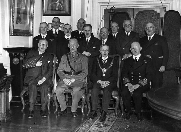 Guests at the inaugural lunch of Cardiff Warship Week. Seated left to right