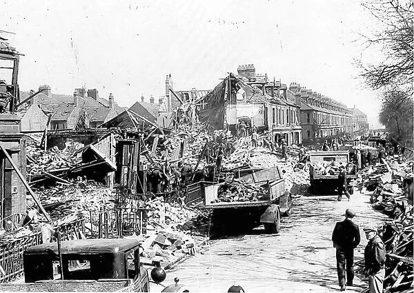 Guildford Place in Newcastle seen here following a overnight air raid in 1941