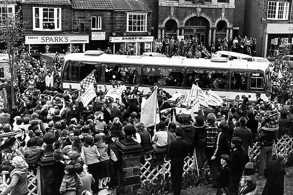 Guisborough Town F. C. return from Wembley. 27th April 1980