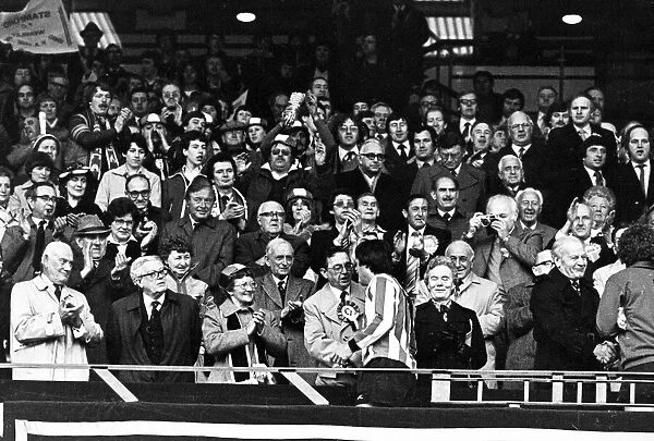 Guisborough Town F. C. at Wembley. Guests watching the match include Wilf Mannion
