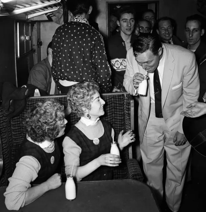 Framed Print : Bill Haley on board the Daily Mirror Rock n Roll Special train to Waterloo Framed Print : Bill Haley on board the Daily Mirror Rock n Roll Special train to Waterloo