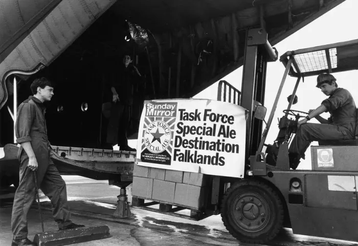 Framed Print : Eight and a half thousand bottles of beer are flown to the Falklands Islands Framed Print : Eight and a half thousand bottles of beer are flown to the Falklands Islands