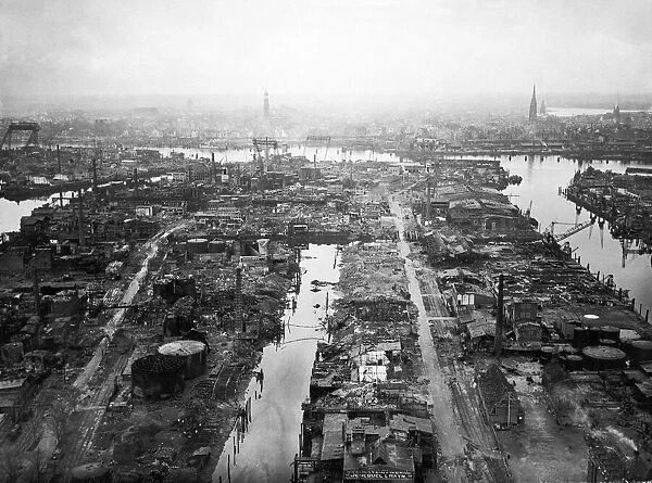 Hamburg on the day of its surrender-May 3 1945. Picture Shows three minutes after