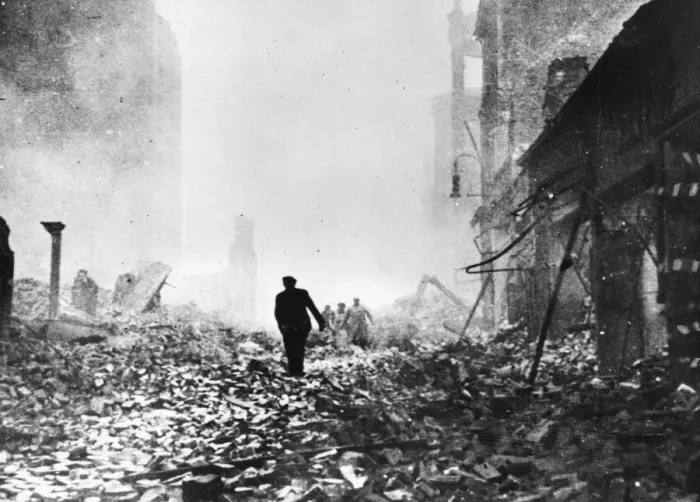 Framed Print : Hamburg in ruins. Germany. The RAF and USaF bombers practically obliterated