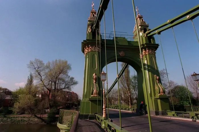 Framed Print : Hammersmith Bridge April In London by day Framed Print : Hammersmith Bridge April In London by day
