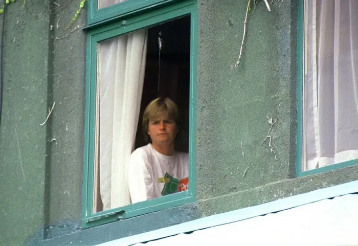 Framed Print : Hana Mandlikova pictured looking out of a window at the Wimbledon tennis championships