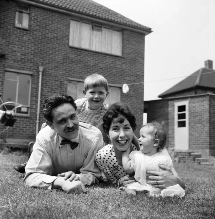 Framed Print : The happy Daily Mirror family: The Frys have lived in their own home at Woodlands Framed Print : The happy Daily Mirror family: The Frys have lived in their own home at Woodlands