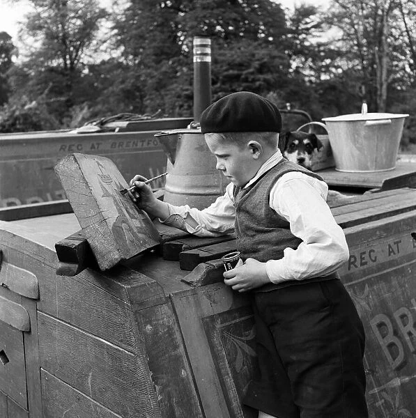 Harold Collins, age 8, of the canal boat 'Whitley and Bayswater'