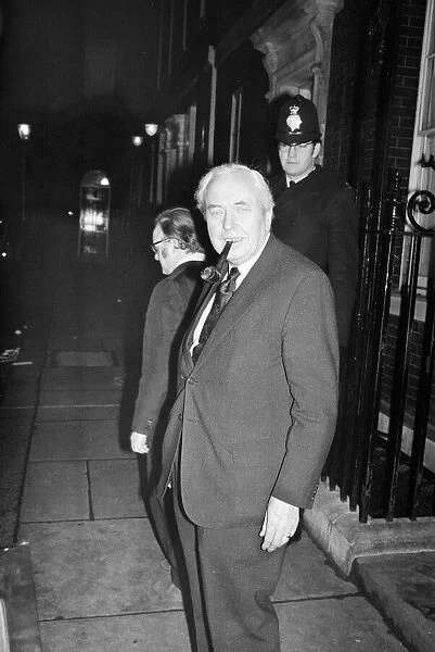 Harold Wilson (1916-1995) leaving 10 Downing Street after announcing his resignation as