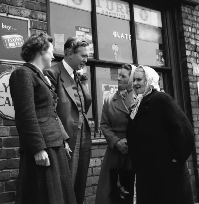 Framed Print : Harold Wilson (a future Prime Minister) canvassing for votes in Huyton Liverpool where