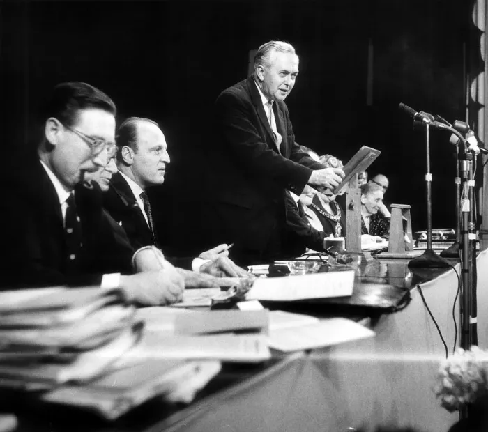Framed Print : Harold Wilson British Prime Minister - April 1967 in Manchester addressing Framed Print : Harold Wilson British Prime Minister - April 1967 in Manchester addressing