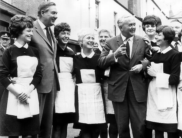 Harold Wilson British Prime Minister - Jul 1967 and James Callaghan with staff at a