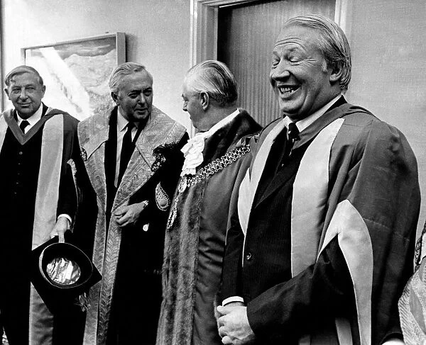 Harold Wilson confers degree on Edward Heath. Harold Wilson