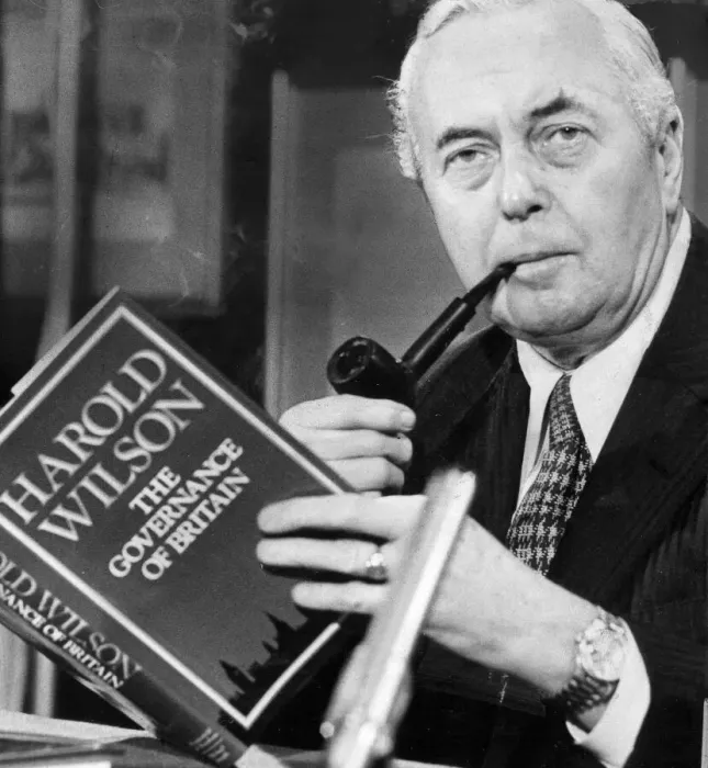 Framed Print : Harold Wilson at launch of his book The Governance of Britain - October 1976