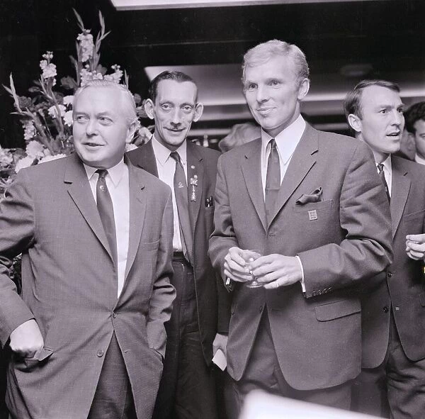Harold Wilson meets Bobby Moore and Jimmy Greaves members of the England team at a
