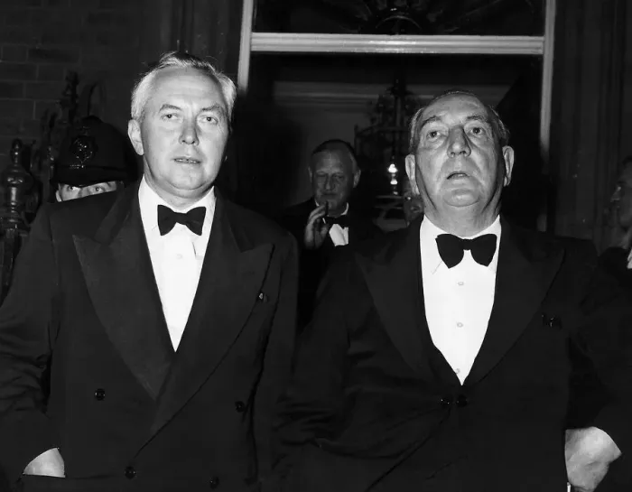 Framed Print : Harold Wilson MP (L) 1959 seen at a formal reception at 10 Downing Street Framed Print : Harold Wilson MP (L) 1959 seen at a formal reception at 10 Downing Street