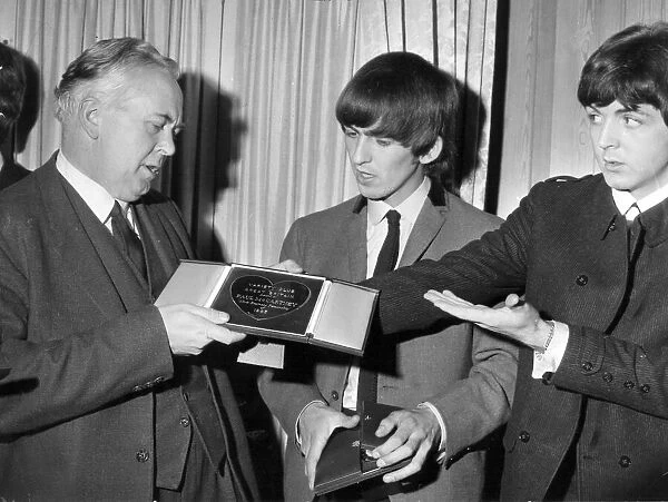 Harold Wilson presenting Variety Club awards to the Beatles - September 1964
