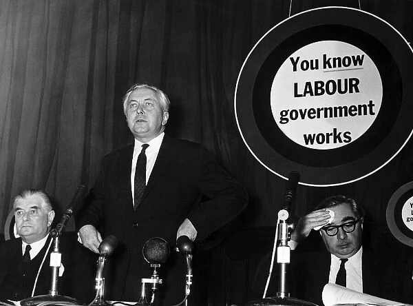 Harold Wilson Prime Minister and George Brown (R) at a Labour Party Confrence 1966